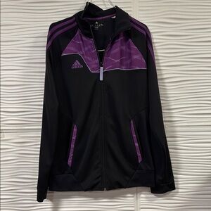 Adidas Women's Black and Purple Jacket and Sweatpants Set